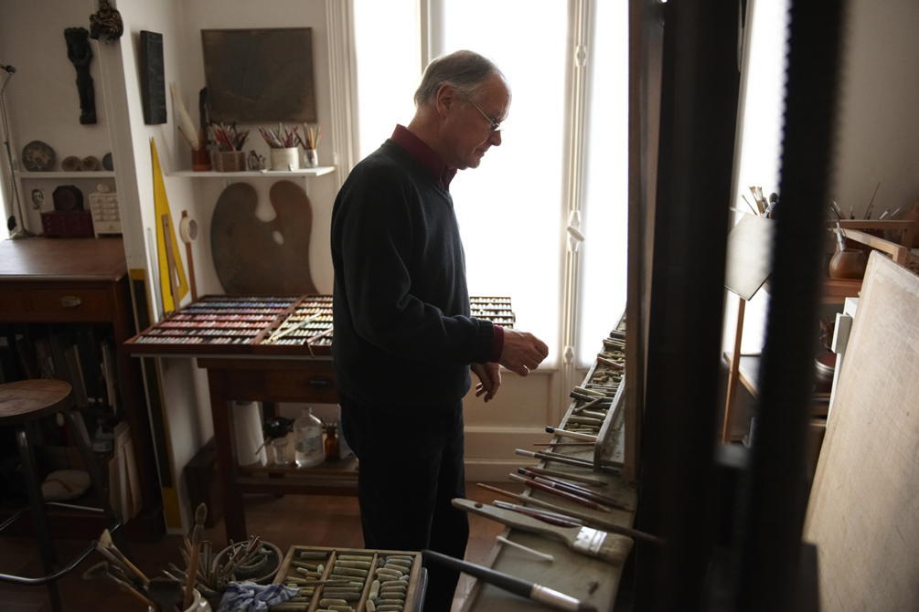 Jean Claude Courat, French artist, his work, studio, materials and apartment.
��Charlie Hopkinson 2010
